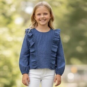 NWT‎ Aqua (a Bloomingdales brand) Girls Eyelet Ruffle Top Spring Easter